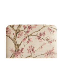 Foto del respaldo Nido con diseño Cerezos, estampa floral delicada sobre estructura acolchada.
