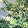 paisaje frondoso de plantas pintado sobre mural, abunda el verde y diferentes tipos de plantas